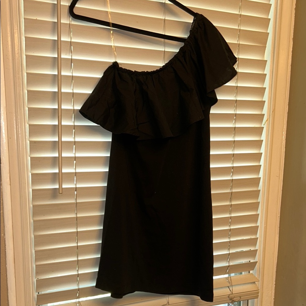 A New Day Black One Shoulder Ruffled Cocktail Dress